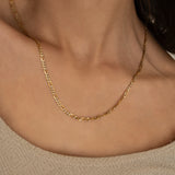 9ct Yellow Gold With Rhodium Finish Figaro Chain