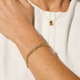 9ct Yellow Gold Leaf Style Bracelet with Heart CZ