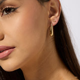 9ct Yellow Gold Plain Elongated Hoop Earrings