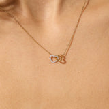 9ct Yellow Gold Diamond Interlocking Hearts Necklace