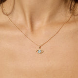 9ct Yellow Gold Evil Eye Pendant With 18" Trace Chain