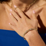 9ct Yellow Gold Panther Link CZ Bangle