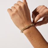 9ct Yellow Gold Panther Link CZ Bangle