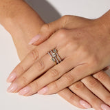 14ct Two Tone Gold Ring With A Trio of Diamond Cuts