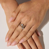 14ct Two Tone Gold Ring With A Trio of Diamond Cuts