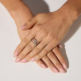 14ct Two Tone Gold Ring With A Trio of Diamond Cuts