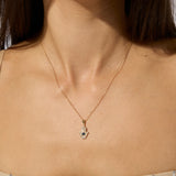 9ct Yellow CZ Set Hamsa Pendant with 18" Trace Chain