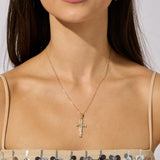 9ct Yellow Gold Patterned Cross with 18" Trace Chain