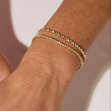 14ct Yellow Gold Natural Diamond & Gold Alternating Bracelet
