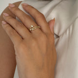 9ct Yellow Gold Twisted CZ Heart Ring