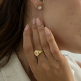 9ct Yellow Gold Oval Diamond Signet Ring