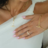 9ct Yellow Gold Hollow Paperclip Link Bracelet with T bar