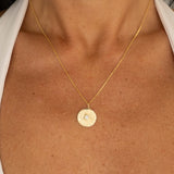 9ct Yellow Gold Sun Rays Disk Pendant