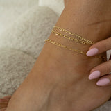 9ct Yellow Gold Flat Curb Bevelled Anklet