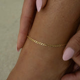 9ct Yellow Gold Flat Curb Bevelled Anklet