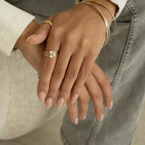 9ct Yellow Gold 3 Band Rubover CZ Ring