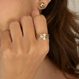9ct Yellow Gold 3 Band Rubover CZ Ring