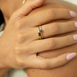 18ct Rose Gold Light Blue Sapphire with Diamond Ring