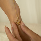 9ct Yellow Gold CZ Snake Charm Necklace