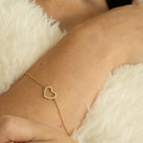 18ct Yellow Gold 0.17ct Diamond Heart Bracelet