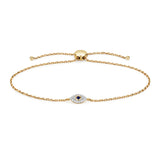 9ct Yellow Gold 0.09ct Diamond Evil Eye Pull Style Bracelet with 0.03ct Sapphire