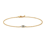 9ct Yellow Gold 0.09ct Diamond Evil Eye Bracelet with 0.03ct Sapphire