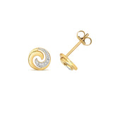 9ct Yellow Gold 0.18ct Diamond Swirl Stud Earrings