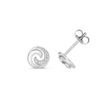 9ct White Gold 0.18ct Diamond Swirl Stud Earrings