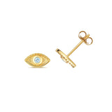 9ct Yellow Gold 0.06ct Aquamarine Evil Eye Stud Earrings