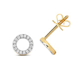 9ct Gold 0.12ct Diamond Circle Shape Studs