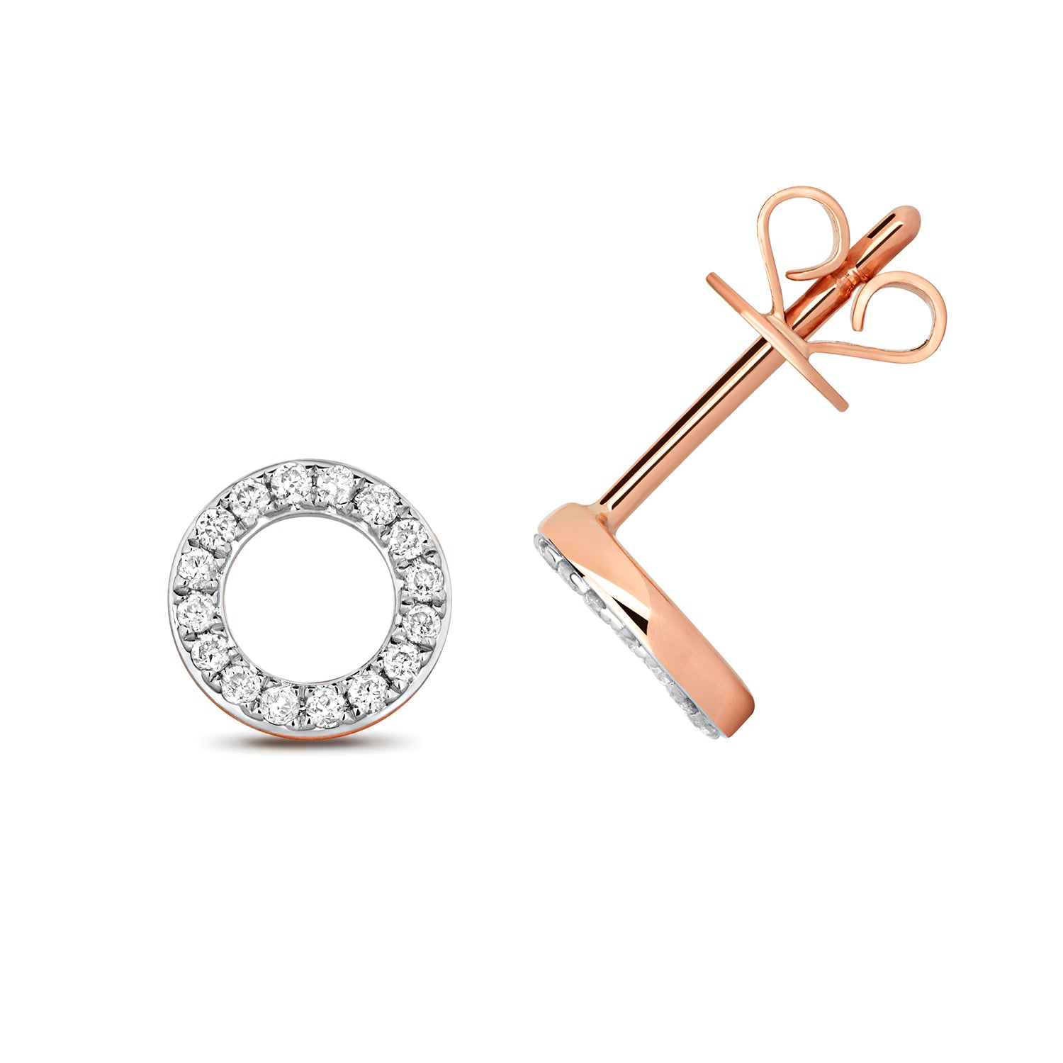 9ct Gold 0.12ct Diamond Circle Shape Studs