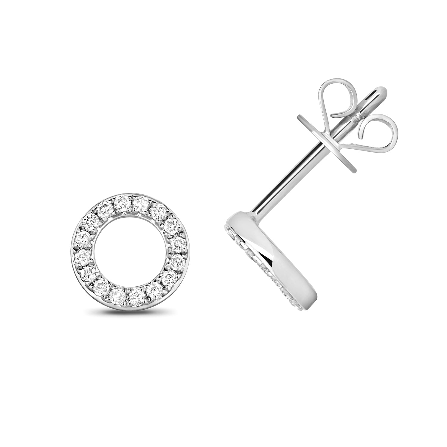 9ct Gold 0.12ct Diamond Circle Shape Studs