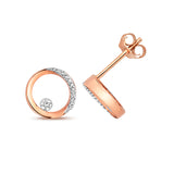 9ct Gold Circle Shape Studs with 0.08ct Diamond