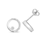 9ct Gold Circle Shape Studs with 0.08ct Diamond