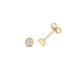 9ct Yellow Gold 0.08ct Diamond Illusion Rubover Stud Earrings