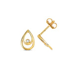 9ct Yellow Gold Pear Shape 0.01ct Diamond Stud Earrings