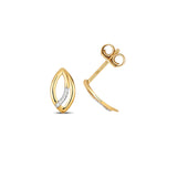 9ct Yellow Gold Marquise Shape 0.01ct Diamond Stud Earrings