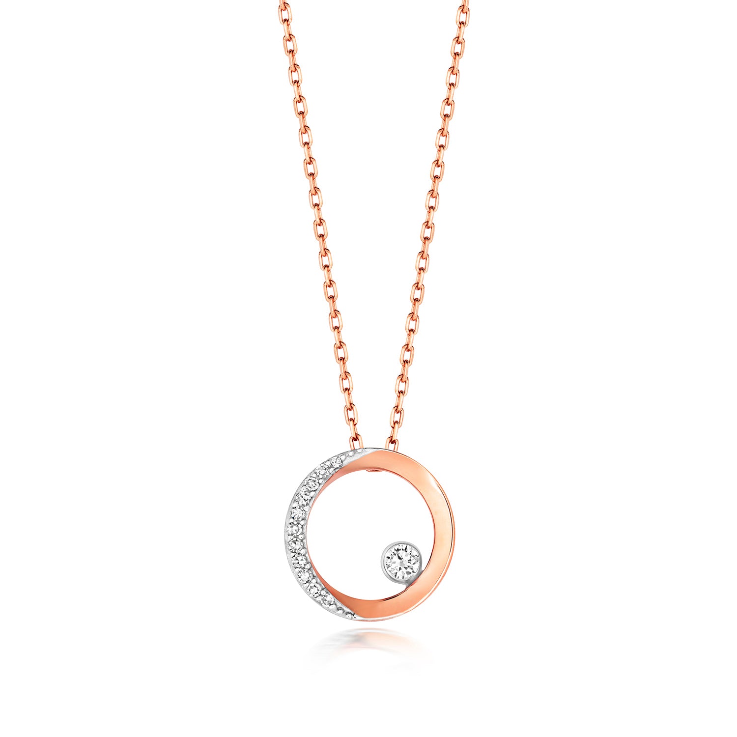9ct Gold Circle Necklace with 0.06ct Diamond
