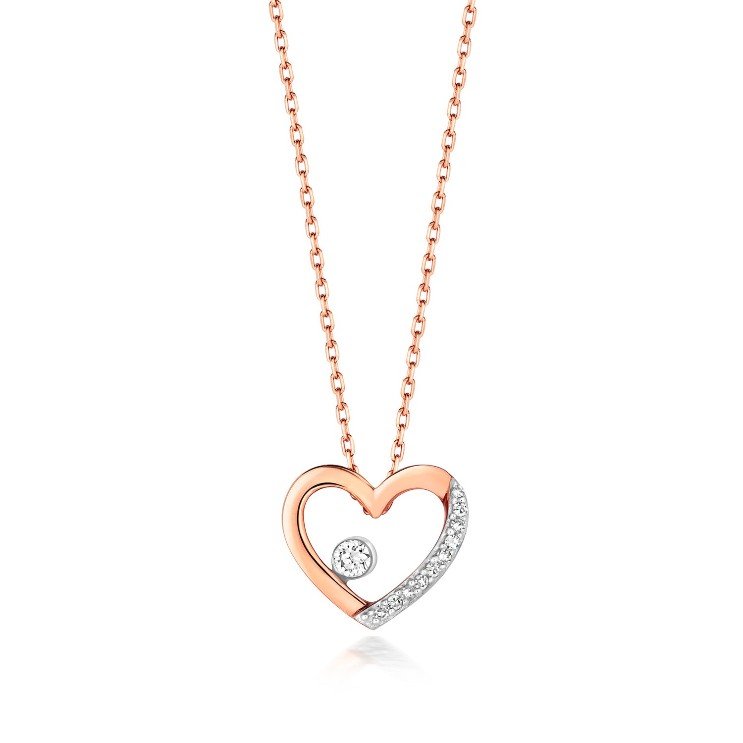 9ct Gold Heart Necklace with 0.06ct Diamond