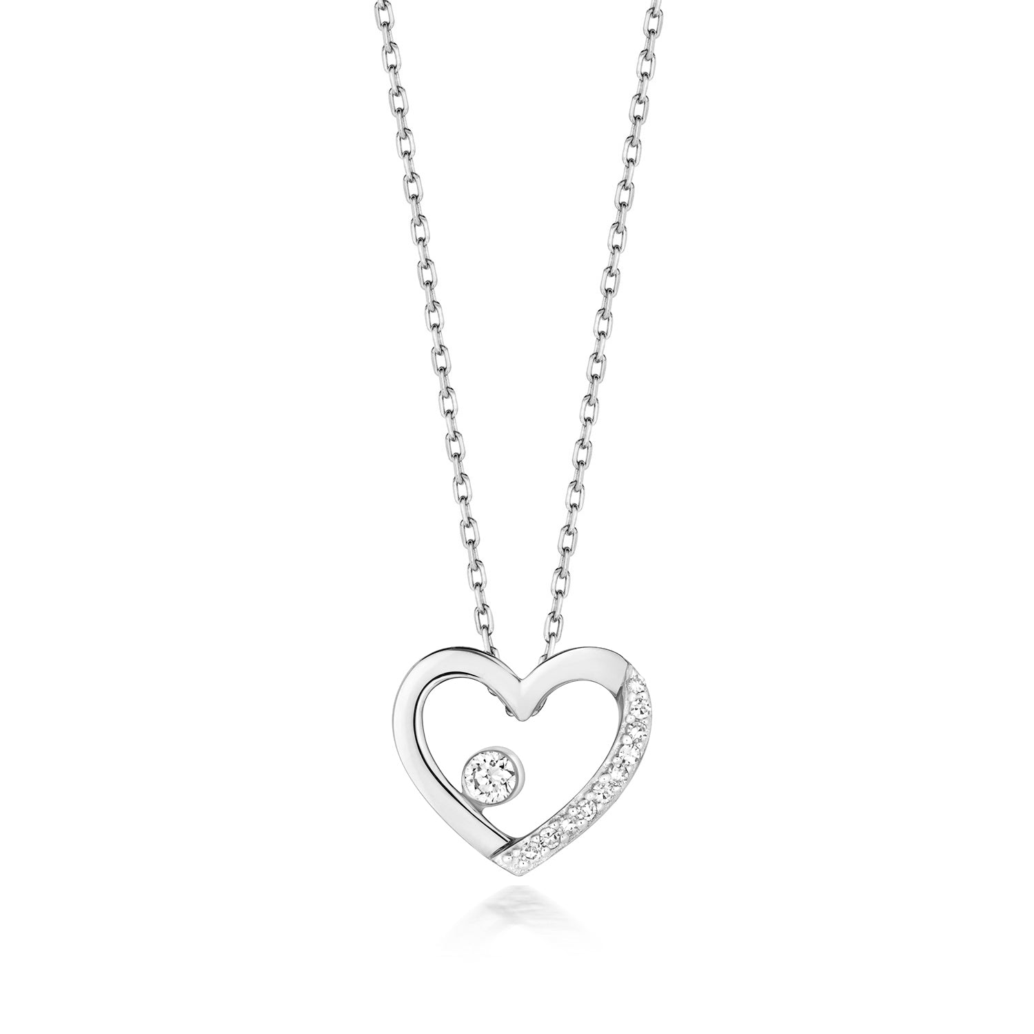 9ct Gold Heart Necklace with 0.06ct Diamond