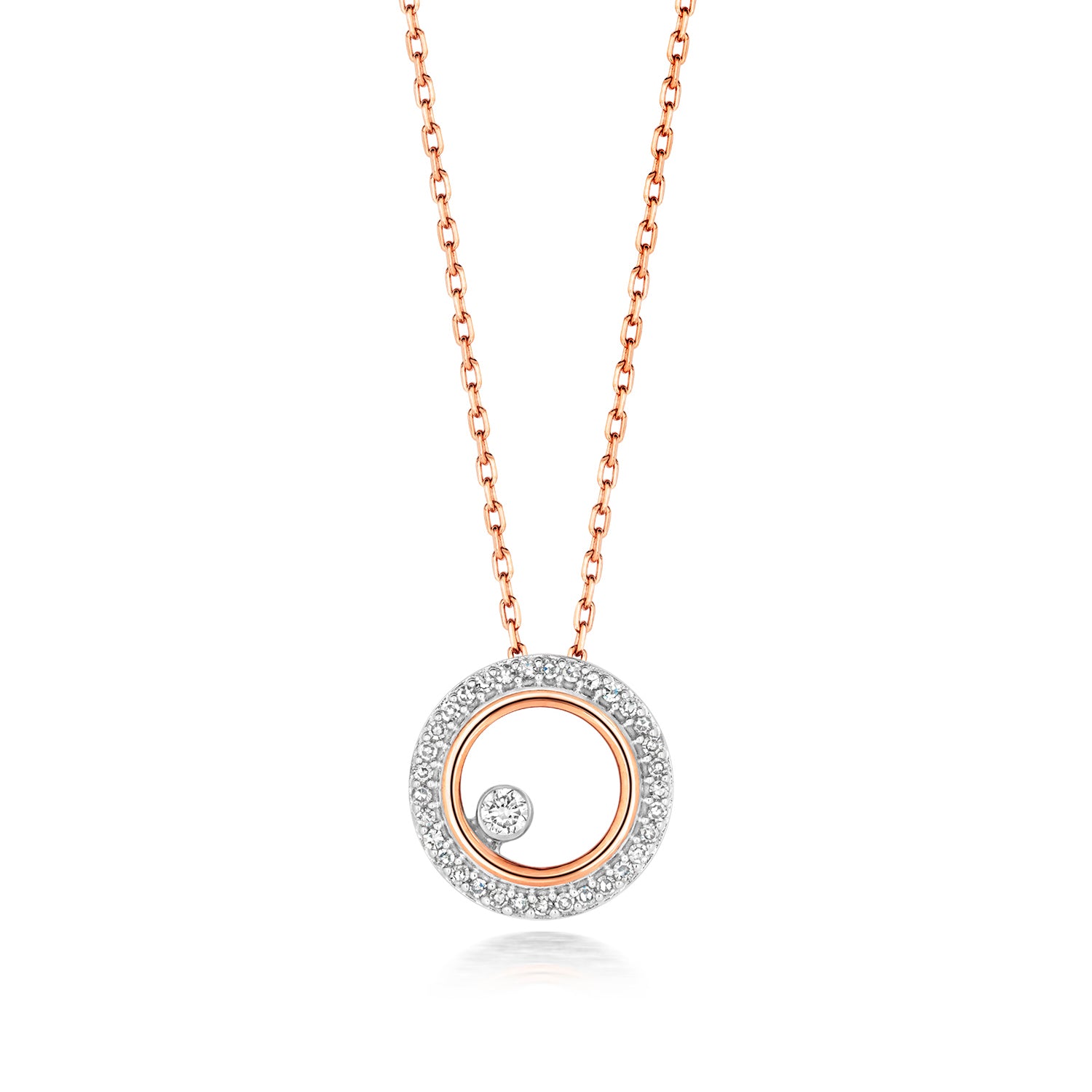 9ct Gold Circle Necklace with 0.08ct Diamond