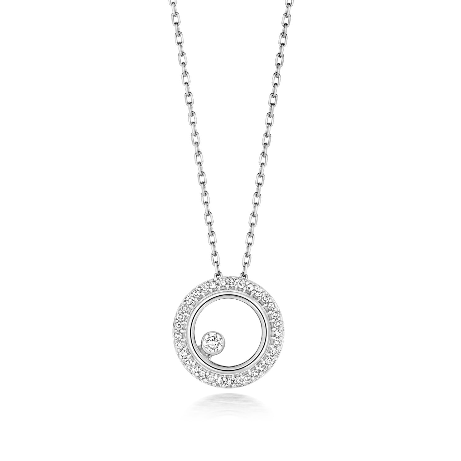 9ct Gold Circle Necklace with 0.08ct Diamond