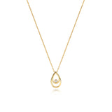 9ct Yellow Gold Pear Shape 0.01ct Diamond Necklace