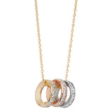 9ct Yellow Gold 3 Coloured Rings Necklace