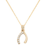9ct Yellow Gold Wishbone CZ Pendant with extendable 16+2" Chain