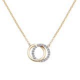 9ct Yellow Gold Plain and CZ Entwined Circle Necklace