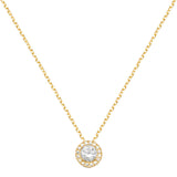 9ct Yellow Gold 18" CZ Halo Necklace