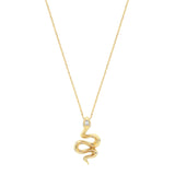 9ct Yellow Gold CZ Snake Charm Necklace