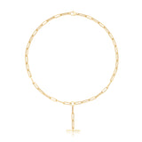 9ct Yellow Gold Hollow Paperclip Link Necklace with T bar