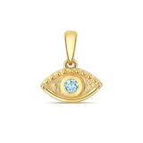 9ct Yellow Gold 0.03ct Aquamarine Evil Eye Pendant